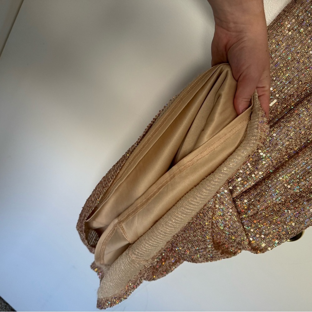 Lovely Day Rose Gold Sequin camisole floor length gown size medium - Picture 4 of 10